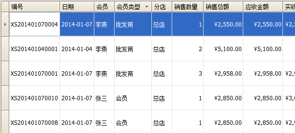 珠宝饰品销售软件销售单列表