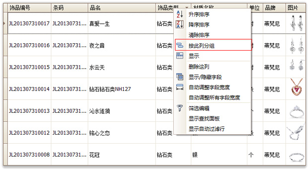 珠宝店软件分组界面