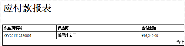 珠宝销售管理软件应付款报表，蓝格珠宝销售管理软件