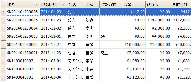 珠宝销售软件分店收款情况，蓝格珠宝软件系统，蓝格软件